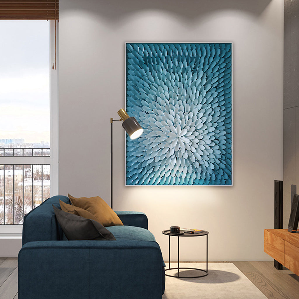 Cuadro azul para sala de acrílico para espacios modernos