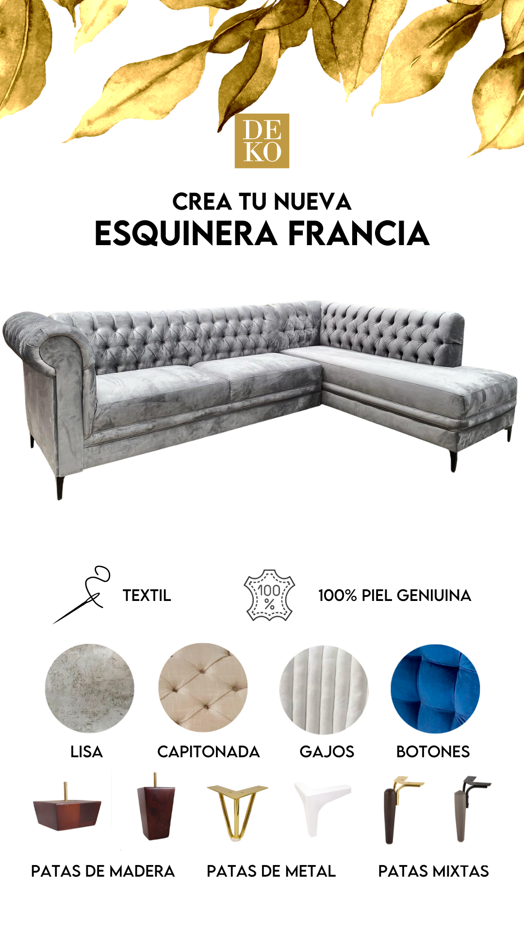 Salas Esquineras - Modelo Francia Esquinera con Envío Gratis en DEKO