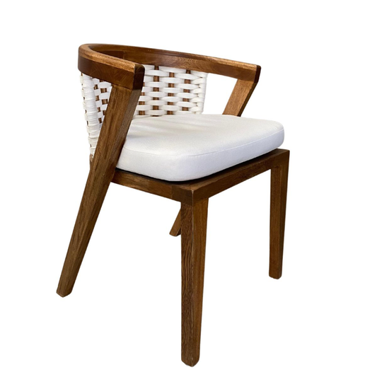 Silla Tule Artesanal DEKO, madera de Parota y cuerda tejida, diseño orgánico moderno.